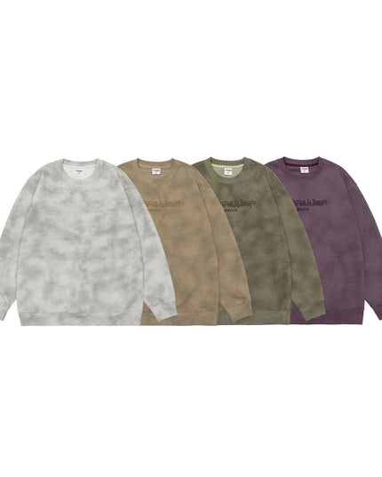 Retro Heavy Waste Soil Style Round Neck Sweater For Men