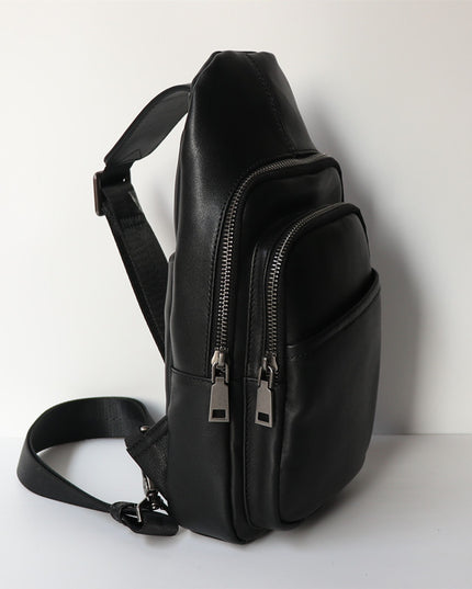 Black Top Layer Cow Leather Japanese Casual Bag