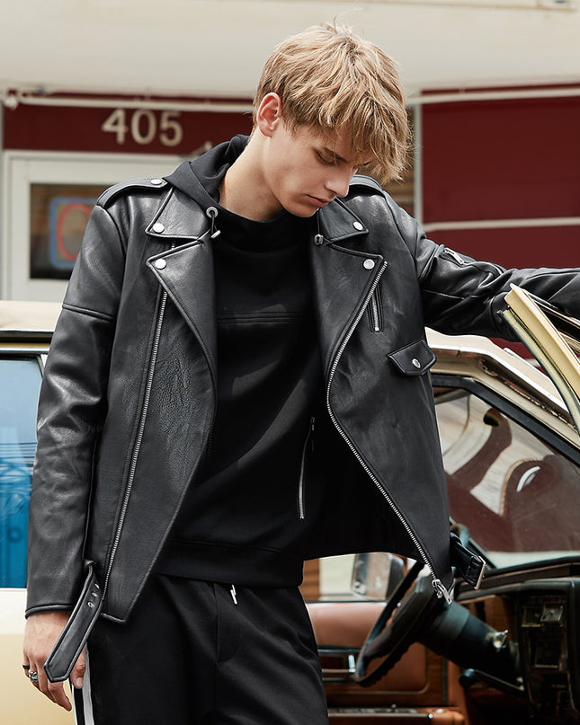 Spring And Autumn New Fleece And Thick Leather Jacket Fashion Brand
