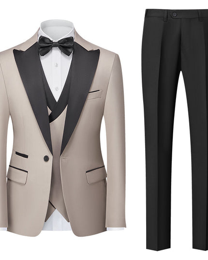 Men's New Suit Three-piece Korean-style Slim-fit Dress Suit