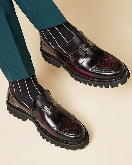 Slit Beads Matte Craft Leather Shoes Men