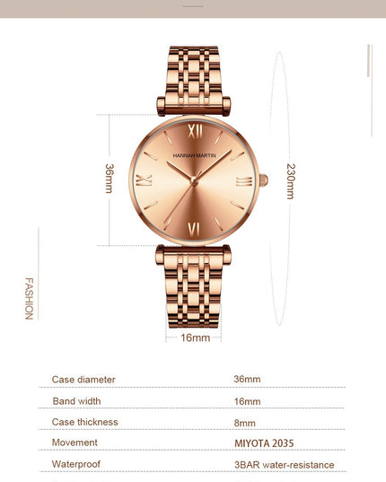 Women's Solid Stainless Steel Band Watch