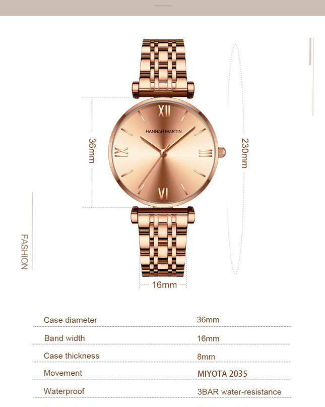 Women's Solid Stainless Steel Band Watch