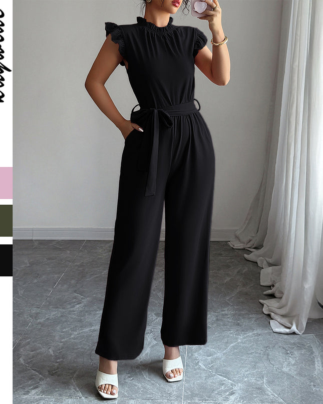 Simple Fashion Ruffled Short Sleeves Corset Jumpsuit For Women