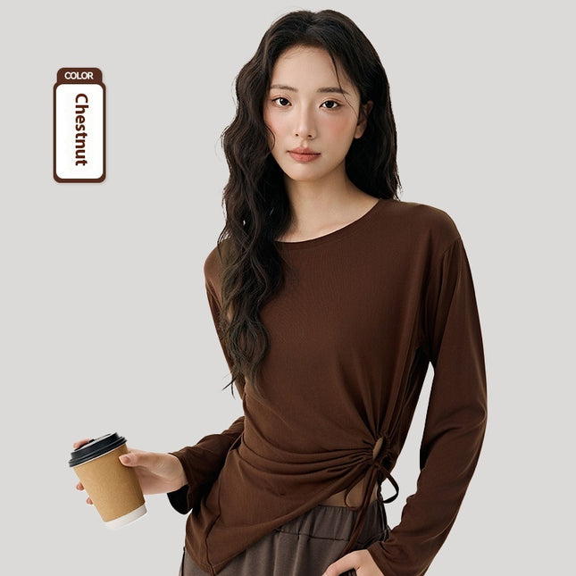 Modal Side Sexy Cutout Drawstring Loose Breathable Pilates Sports Blouse