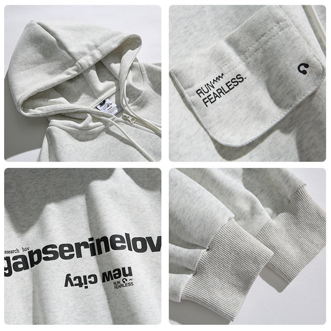 Retro Hooded Sweater Men And Women Irregular Zipper