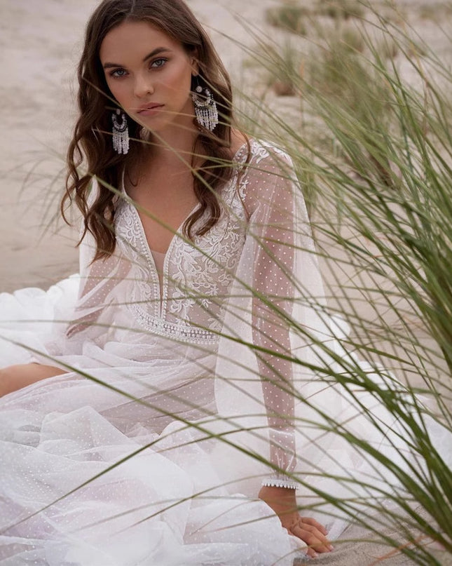 Wish Mesh Split New Light Women's Wedding Dress