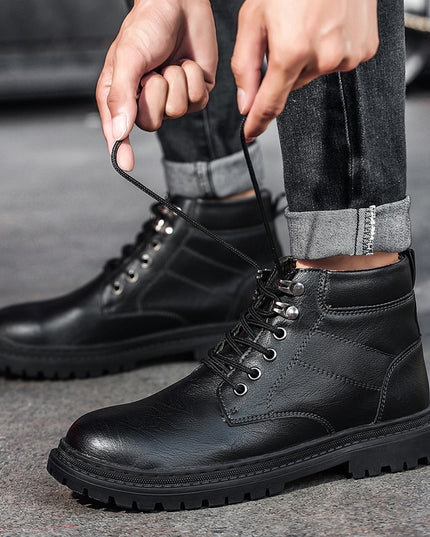 Men's Autumn Leisure Tooling Middle Tube Non-slip Wear-resistant Leather Boots