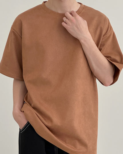 Suede Short-sleeved T-shirt Men's Casual Simple