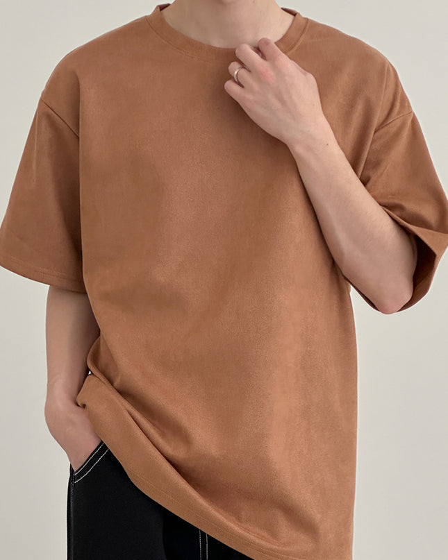 Suede Short-sleeved T-shirt Men's Casual Simple