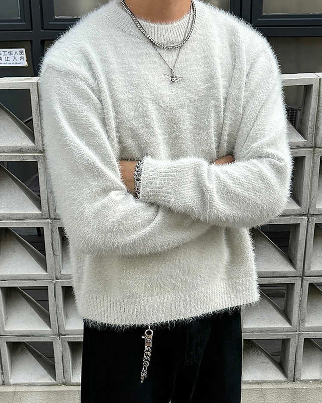 Retro Mink-like Knitted Long-sleeved Top