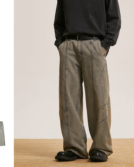 Trendy Retro Washed Jeans Men And Women Trendy Baggy Straight Trousers