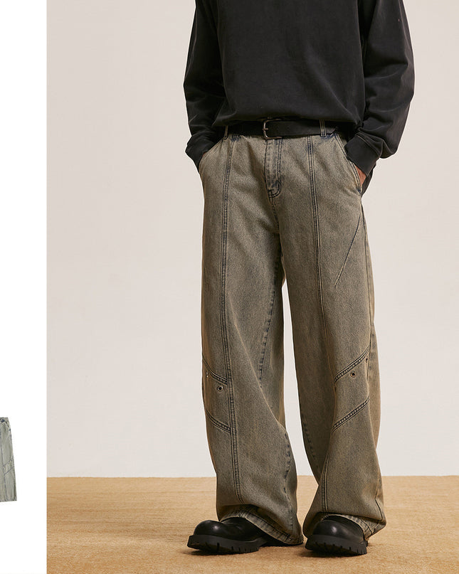 Trendy Retro Washed Jeans Men And Women Trendy Baggy Straight Trousers