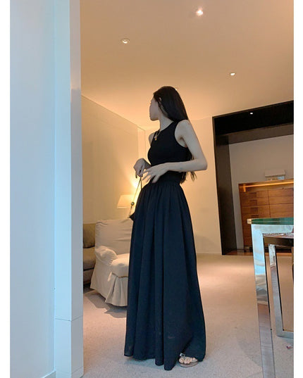 Gentle Slim White Vest Dress Women's Summer Design Sense Niche French Maxi Skirt