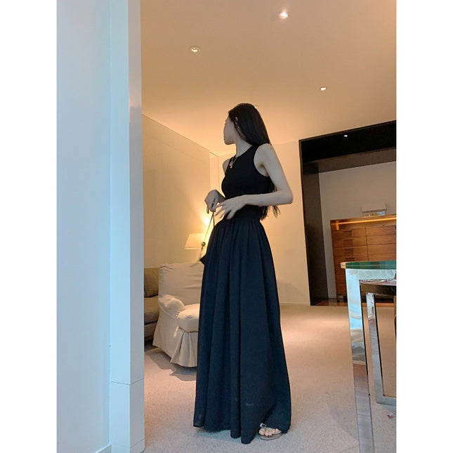 Gentle Slim White Vest Dress Women's Summer Design Sense Niche French Maxi Skirt