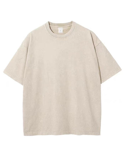 Pure Cotton Distressed T-shirt Retro Round Neck Short Sleeves