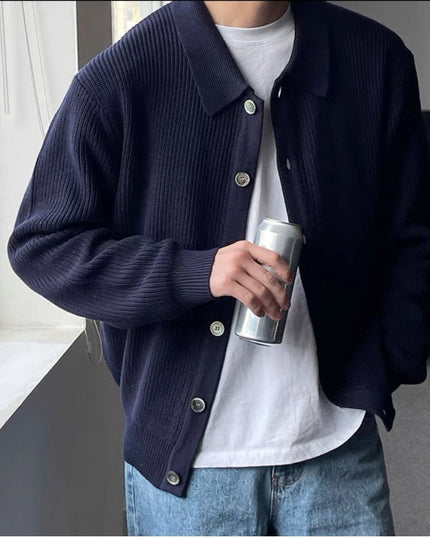 Handsome Idle Style Knitted Cardigan Casual Unisex Style
