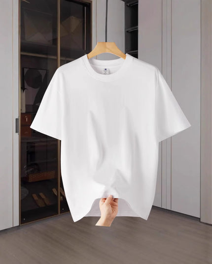 Drop Shoulder Loose Round Neck Pure Color All-matching