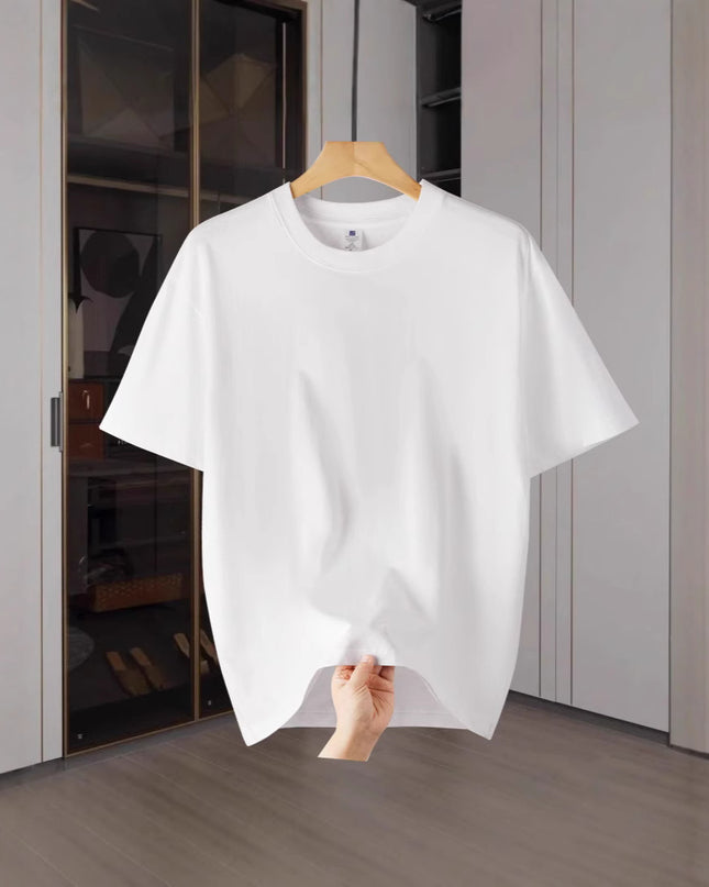 Drop Shoulder Loose Round Neck Pure Color All-matching