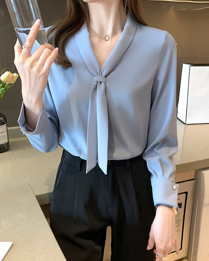 Chiffon Shirt Design Sense V-neck Shirt