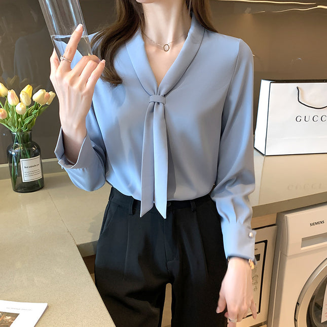Chiffon Shirt Design Sense V-neck Shirt