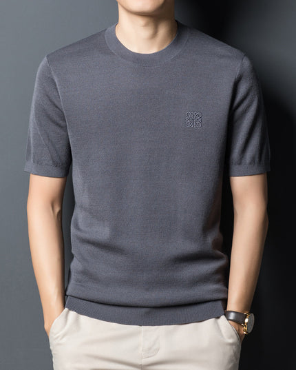 Cardigan Short Sleeve T-shirt Crew Neck Men's Sweater