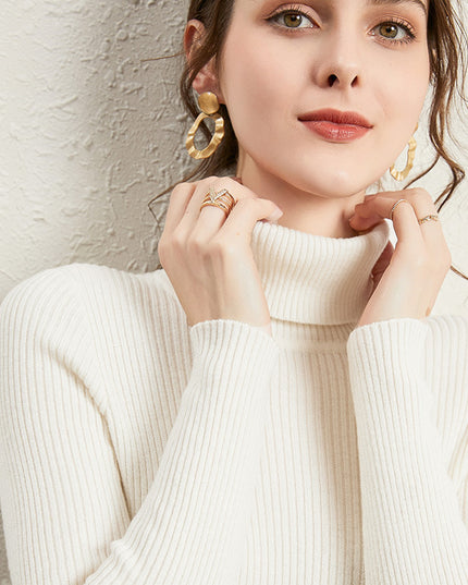 Women's Turtleneck Sweater Slim-fit Lapel Thickening Knitted Bottoming Shirt