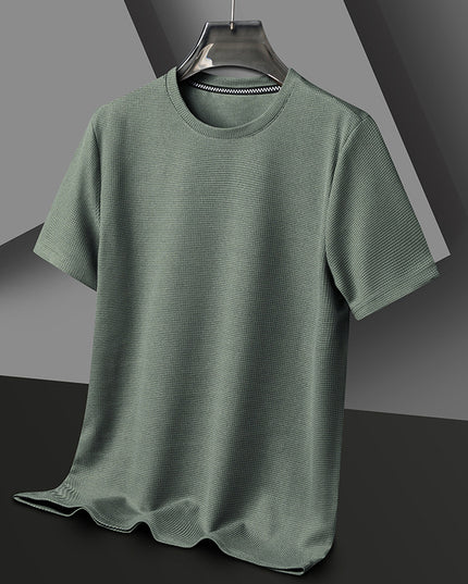 Summer Solid Color Men's Polyester Round Neck T-shirt