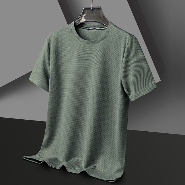 Summer Solid Color Men's Polyester Round Neck T-shirt