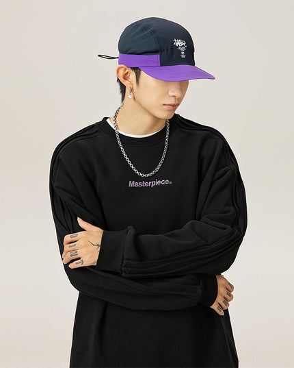 Round Neck Sweater Sleeve Loose-leaf Design Loose Leisure Pullover