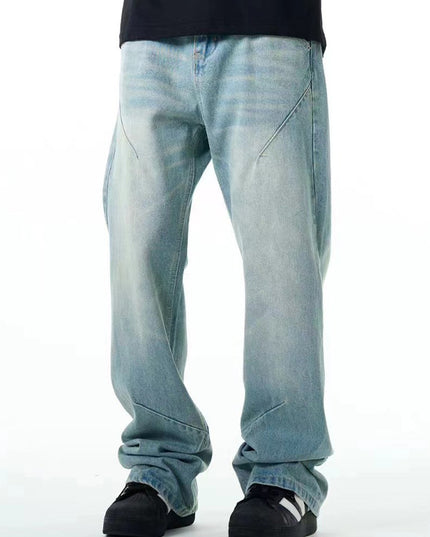 Washed Distressed Casual Jeans Straight Loose Thin Simple