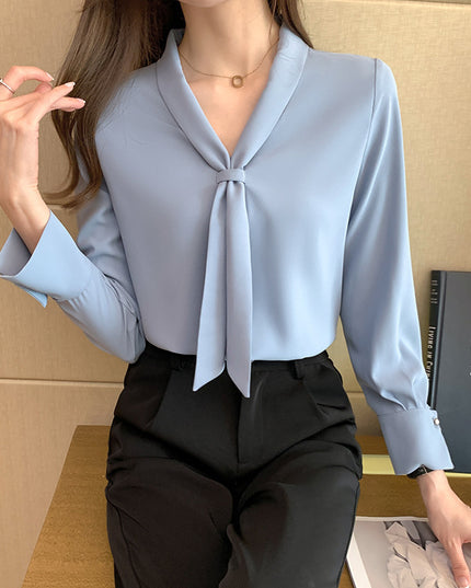 Chiffon Shirt Design Sense V-neck Shirt