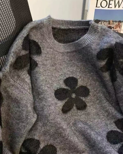 Women's Korean-style Flower Round Neck Sweater