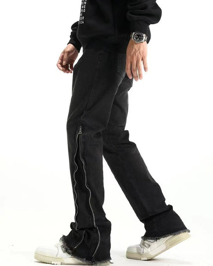 High Street Side Zipper Design Jeans American Style