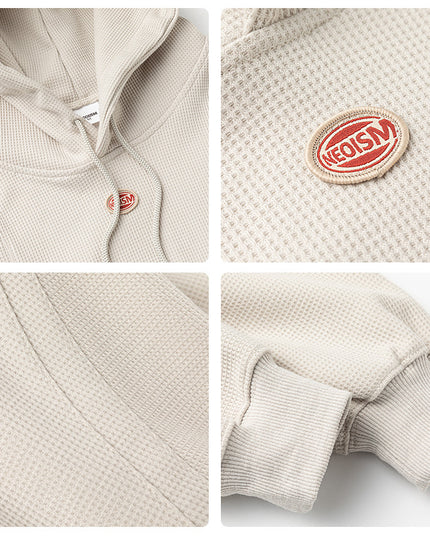 Embroidery Solid Color Patchwork Hoodie Men