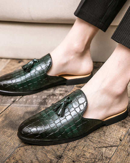 Men's Fashion Half-support Slip-on Tassel Brogue Leather Shoes