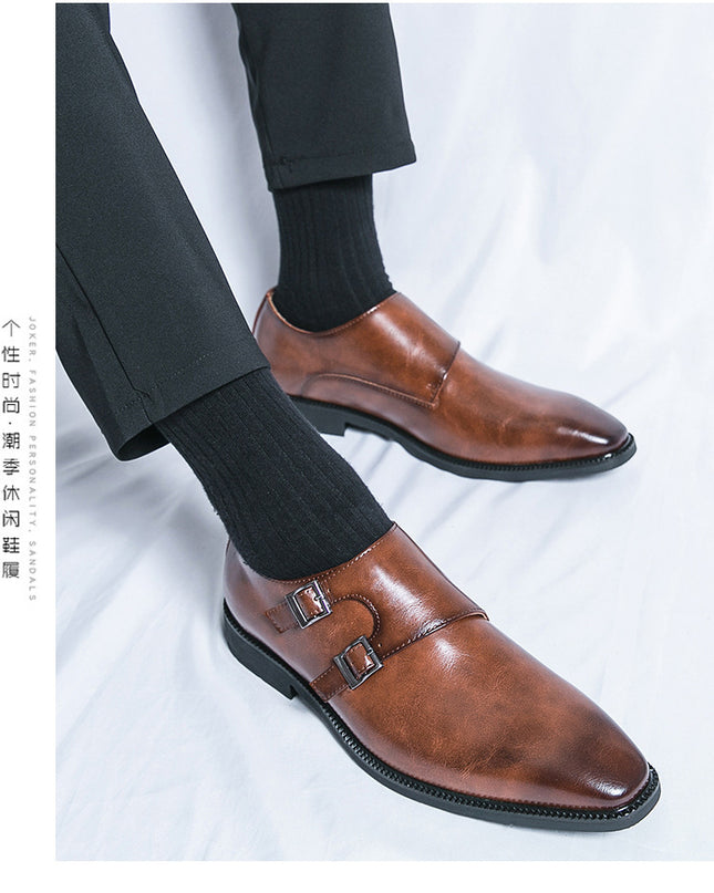 Business Formal Wear Leather Shoes Men's Casual Three Joint Pumps Mengke Buckle Office Wedding Shoes