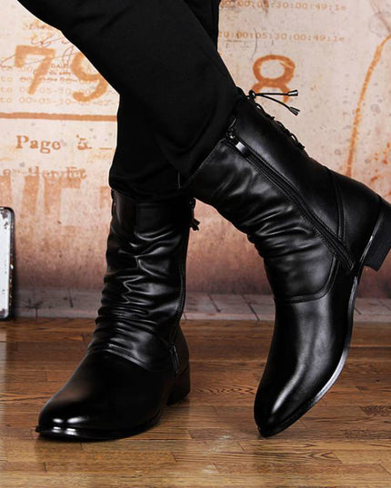 British Fashion Leather Pointed Men's Boots