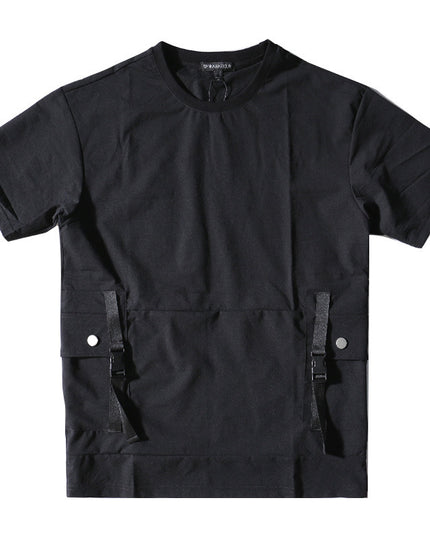 Stitching Tooling Style Short-sleeved Men's Loose Pocket T-shirt