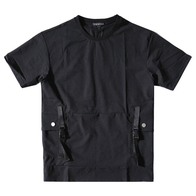 Stitching Tooling Style Short-sleeved Men's Loose Pocket T-shirt
