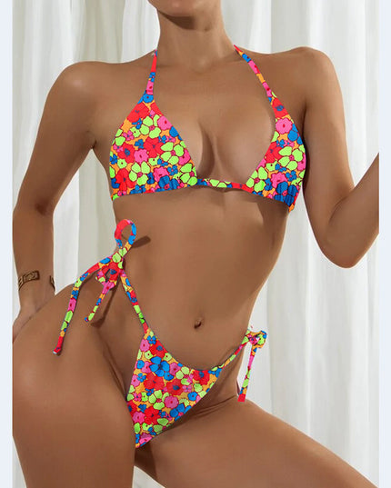 Women's New Floral Drawstring Bikini Swimsuit