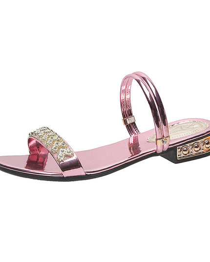 Korean Fashion Fairy Style Middle Heel Rhinestone Sandals
