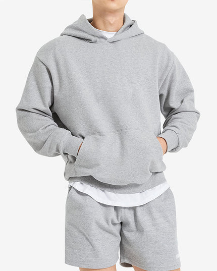 Terry Cotton Solid Color Sports Drop Shoulder Port Hoodie