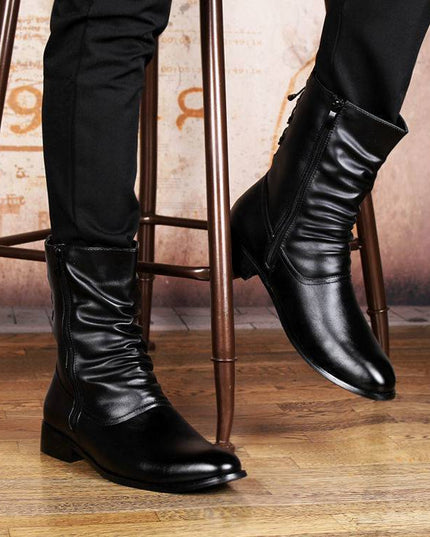 British Fashion Leather Pointed Men's Boots