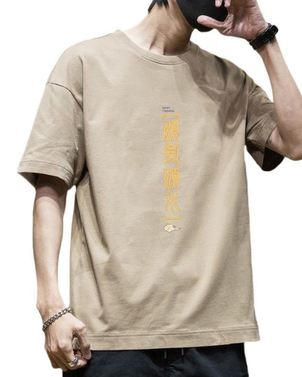 Cotton Heavy Fashion Korean Loose Boys Half Sleeve T-shirt