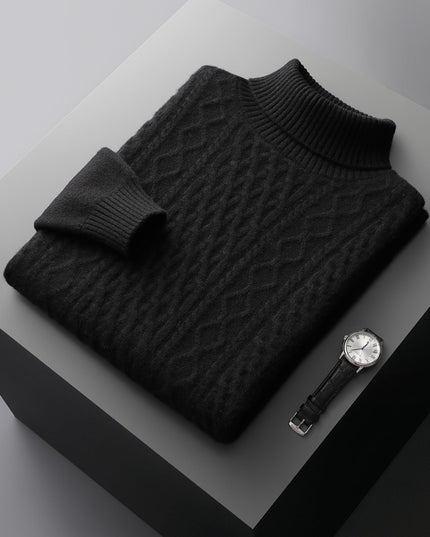 Heavy Industry Thick Cashmere Sweater Men's High Lapel Pullover