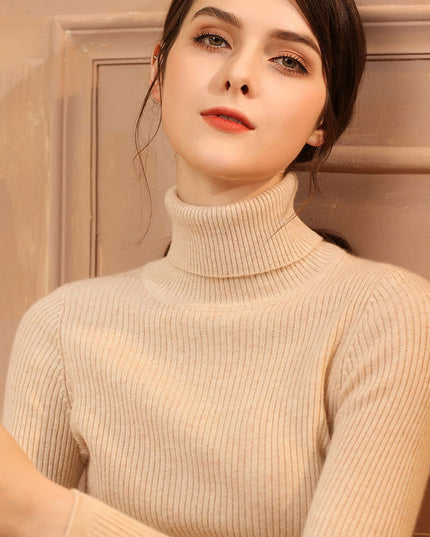 Women's Turtleneck Sweater Slim-fit Lapel Thickening Knitted Bottoming Shirt