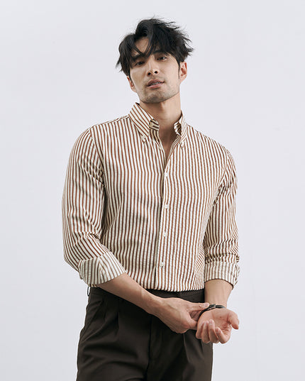 Men's Korean-style Vertical Stripes Trendy Pu Shuai Shirt Business Casual Shirt