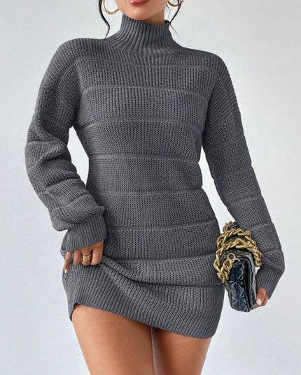 European And American Autumn And Winter Half-high Collar Knitwear Dress