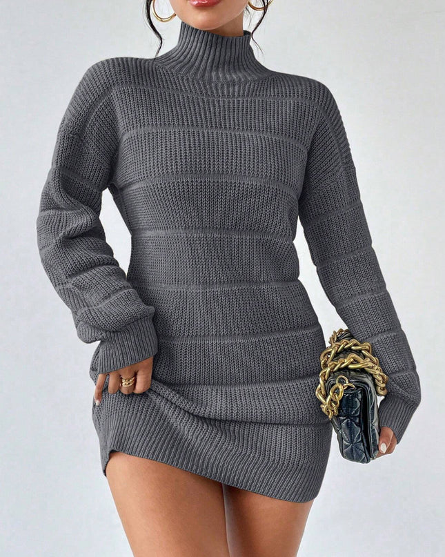 European And American Autumn And Winter Half-high Collar Knitwear Dress